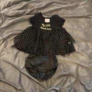 Black and Gold Polka Dot Kids Dress